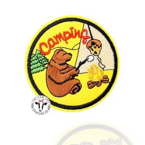 Camping Patch Bear Tent Iron On Band Patch Funny Gift Get Outdoors Campfire NEW